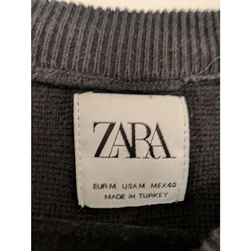 Men's ZARA Black Crewneck Knit Sweater M Dark Academia Preppy Old Money